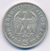 Német Harmadik Birodalom 1935D 5M Ag "Paul von Hindenburg" T:XF German Third Reich 1935D 5...