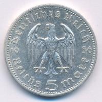 Német Harmadik Birodalom 1936A 5M Ag "Hindenburg" T:XF German Third Reich 1936A 5 Reichsma...