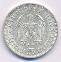Német Harmadik Birodalom 1936A 5M Ag "Hindenburg" T:XF German Third Reich 1936A 5 Reichsma...