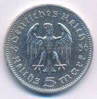 Német Harmadik Birodalom 1936A 5M Ag "Hindenburg" T:XF German Third Reich 1936A 5 Reichsma...
