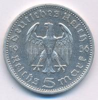 Német Harmadik Birodalom 1936A 5M Ag "Hindenburg" T:XF German Third Reich 1936A 5 Reichsma...