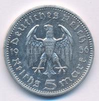 Német Harmadik Birodalom 1936A 5M Ag "Hindenburg" T:XF German Third Reich 1936A 5 Reichsma...