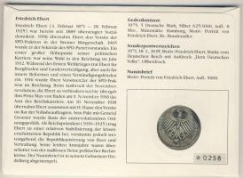 NSZK 1975. 5M Ag "Friedrich Ebert" érmés borítékon alkalmi bélyegzős bélyeggel, hátoldali ...