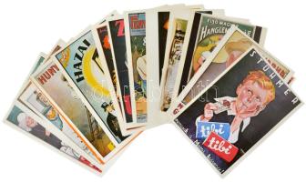 Századeleji magyar kereskedelmi plakátok. 33 db színes reprint (komplett), 34x24 cm méretben. Sérült kiadói papírmappában.