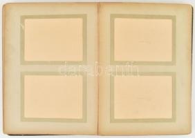 Szecessziós fénykép- vagy képeslap album, dombornyomott florális motívummal díszített, sérült gerinc...