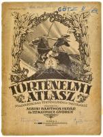 1926 Történelmi atlasz, Albisi Barthos Indár és Dr. Kurucz György, Kiadja a M. Kir. Áll. Térképészet Budapest, kissé sérült gerinccel, firkált borítóval, 28x21cm