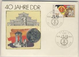 NDK 1989. 10M "40 éves az NDK" érmés borítékon alkalmi bélyegzős bélyeggel T:BU