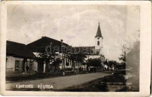 1941 Kishegyes, Mali Idos; Fő utca, templom, üzlet / main street, church, shop. photo (fl)