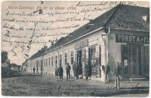 Muraszombat, Murska Sobota; Fő tér és Közép utca, Fürst A. és fia üzlete és saját kiadása / main square, street, shop (fl)