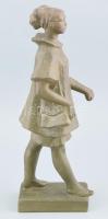 ifj Fekete Géza Dezső (1939-2021): Sétáló lány. Festett terrakotta jelzett, hibátlan, m: 36 cm