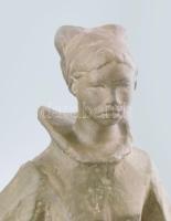 ifj Fekete Géza Dezső (1939-2021): Sétáló lány. Festett terrakotta jelzett, hibátlan, m: 36 cm