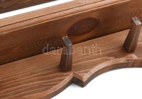 Paraszt stílusú kerámia tartó polc. Faragott fa. 86 cm