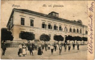 1908 Pozsega, Pozega; Kr. vel. gimnazija / gimnázium / school (Rb)