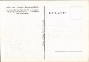 Magyarország eldarabolása a béke halála. Kiadja a Magyar Nemzeti Szövetség - Pierre Cot Francia Légü...