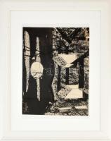 Szentgyörgyi Kornél (1916-2006): Éjszaka Monotípia, tus, papír, jelzett, üvegezett keretben 29x36 cm