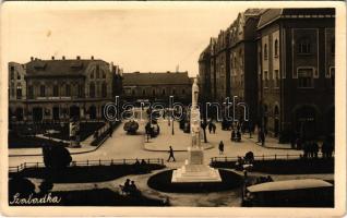 1941 Szabadka, Subotica; Apoteka, Pivara / gyógyszertár, Sipic sörfőzde, söröző, piac, emlékmű / pharmacy, brewery, beer hall, market, monument. photo (fa)