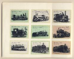 100 éves a M.Á.V. fogazott és vágott levélzáró ív 15 ill. 18 mozdonyokat ábrázoló levélzáróval