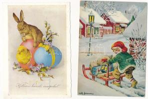 30 db MODERN grafikai képeslap, mesékkel, üdvözletekkel, rajzfilmekkel / 30 modern graphic postcards...