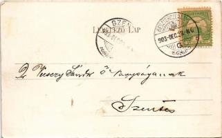 1903 Besztercebánya, Banská Bystrica; Fő tér, szökőkút, gyógyszertár, Kohn Ignác üzlete. Ivánszky El...