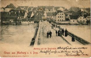 Maribor, Marburg a. Drau; Draubrücke / bridge (small tear)