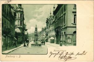 1899 (Vorläufer) Freiburg im Breisgau, Kaiserstrasse, gotischem Brunnen / street view. Dr. Trenkler Co.