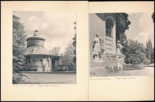 Potsdam Sanssouci, 11 db fekete-fehér fotó, kézzel feliratozott kartonon, egészvászon-mappában, 20,5...
