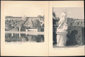 Potsdam Sanssouci, 11 db fekete-fehér fotó, kézzel feliratozott kartonon, egészvászon-mappában, 20,5...