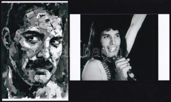 cca 1965 Freddie Mercury (1946-1991) indiai származású brit énekes fotón, filmen, festményen, 3 db modern fotónagyítás, 24x18 cm és 15x10 cm