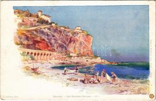 Menton, Les Rochers Rouges / beach s: E. Lessieux (fl)