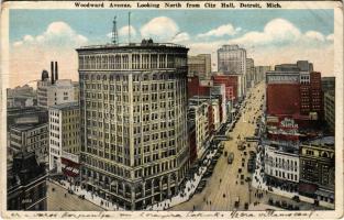 1922 Detroit (Michigan), Woodward Avenue, Looking North from City Hall, trams (Rb)