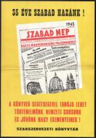 1980 "35 éve szabad hazánk!", Szakszervezeti Könyvtár plakát, középen hajtott, 40,5x28 cm