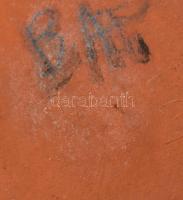 Csíkos kerámia váza. Kézzel festett, jelzett, hibátlan 15 cm