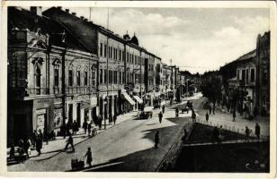 1939 Munkács, Mukacheve, Mukachevo, Mukacevo; Rákoczyho ul. / utca, üzletek / street view, shops (EK)