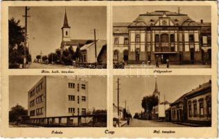 1943 Csap, Cop, Chop; római katolikus és református templom, iskola, pályaudvar, vasútállomás / churches, school, railway station (fa)
