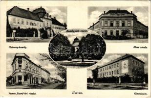 1942 Hatvan, Hatvany kastély, park, Elemi iskola, Ferenc József tér, gimnázium (EK)