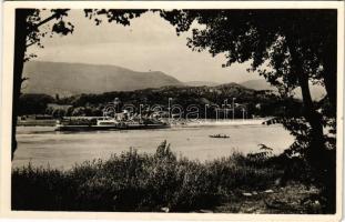 1944 Tahi, Tahitótfalu; látkép, gőzhajó. Mikolai József kiadása