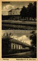 Budapest XVII. Rákoshegy, vasútállomás, Bulyovszky utcai állami elemi iskola. Varga Edith kiadása (EK)
