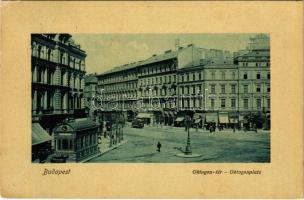 1915 Budapest VI. Oktogon tér, villamos, Kömlődi Jakab üzlete (EK)