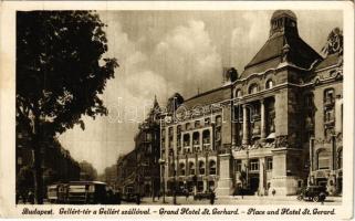 Budapest XI. Gellért tér a Gellért szállóval, villamos, automobilok (EK)