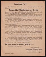 1926 Szeged Nemzetközi Magyánnyomozó Iroda reklám nyomtatvány