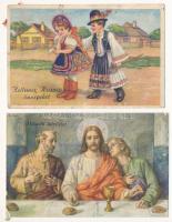 20 db főleg RÉGI húsvéti üdvözlő képeslap vegyes minőségben / 20 mostly pre-1945 Easter greeting pos...