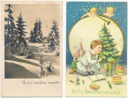 26 db főleg RÉGI karácsonyi és újévi üdvözlő képeslap vegyes minőségben / 26 mostly pre-1945 Christmas and New Year greeting postcards in mixed quality