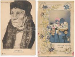 40 db RÉGI művész képeslap vegyes minőségben: festmények / 40 pre-1945 art postcards in mixed quality: paintings