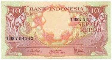 Indonézia 1959. 10R &quot;&#039;10KCV 94142&quot; T:AU  Indonesia 1959. 10 Rupiah &quot;10KCV 94142&quot; C:AU  Krause P#66