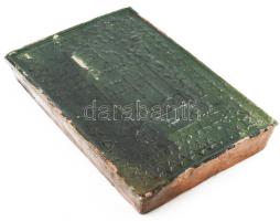1891 Kályhacsempe, motívummal díszített, antik, mázas, kopással 32x21 cm
