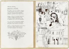 Babits Mihály 3 költeménye facsimile kéziratos formában, hozzájuk készült illusztrációk reprodukcióival (Reich Károly, Würtz Ádám, ill. egy további). 6 t., egészvászon-mappában, 31x22 cm