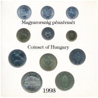 1993. 10f-200Ft (11xklf) forgalmi sor, benne 200Ft Ag "MNB", "Magyarország pénzérméi&...