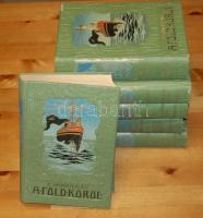 1906-07 Gáspár Ferencz: A Föld körül. I.-VI. kötet. Teljes sorozat /Előszó: Vámbéry Ármin./ Singer és Wolfner, /Hornyánszky ny./ A sorozat kötetei egységes, festett, illusztrált, dombornyomásos, aranyozott, kiadói vászonkötésben, egy-két apró kopástól eltekintve gyömyörű állapotban