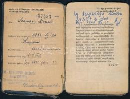 1946-67 Ugyanazon személy, későbbi vállalati vezető 3 db párt és 1 db szakszervezeti tagsági könyve:...