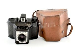 Gamma Pajtás fényképezőgép, Achromat 1:8/80 mm objektívvel, 6x6 cm filmformátum, eredeti bőr tokjába...